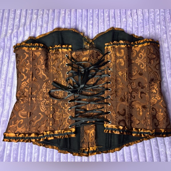 Brown Brocade Corset Top - Picture 3 of 3
